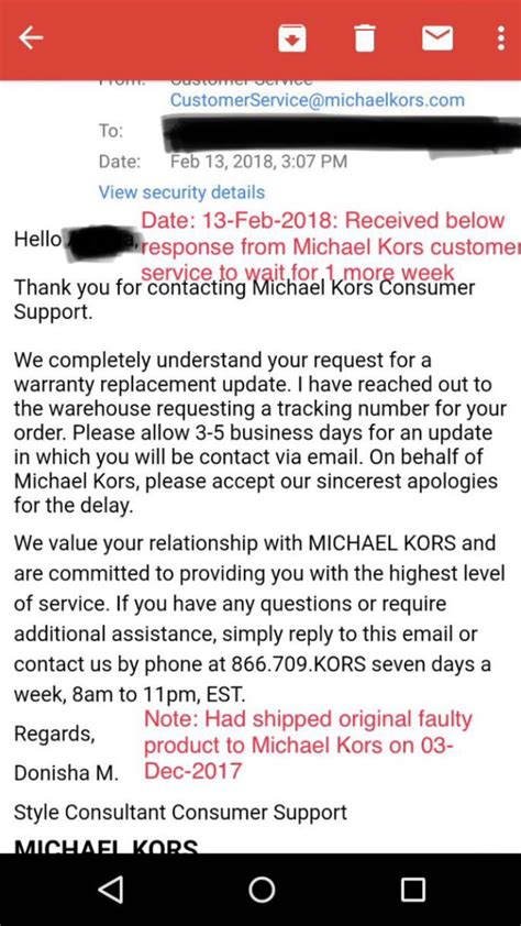 email michael kors customer service